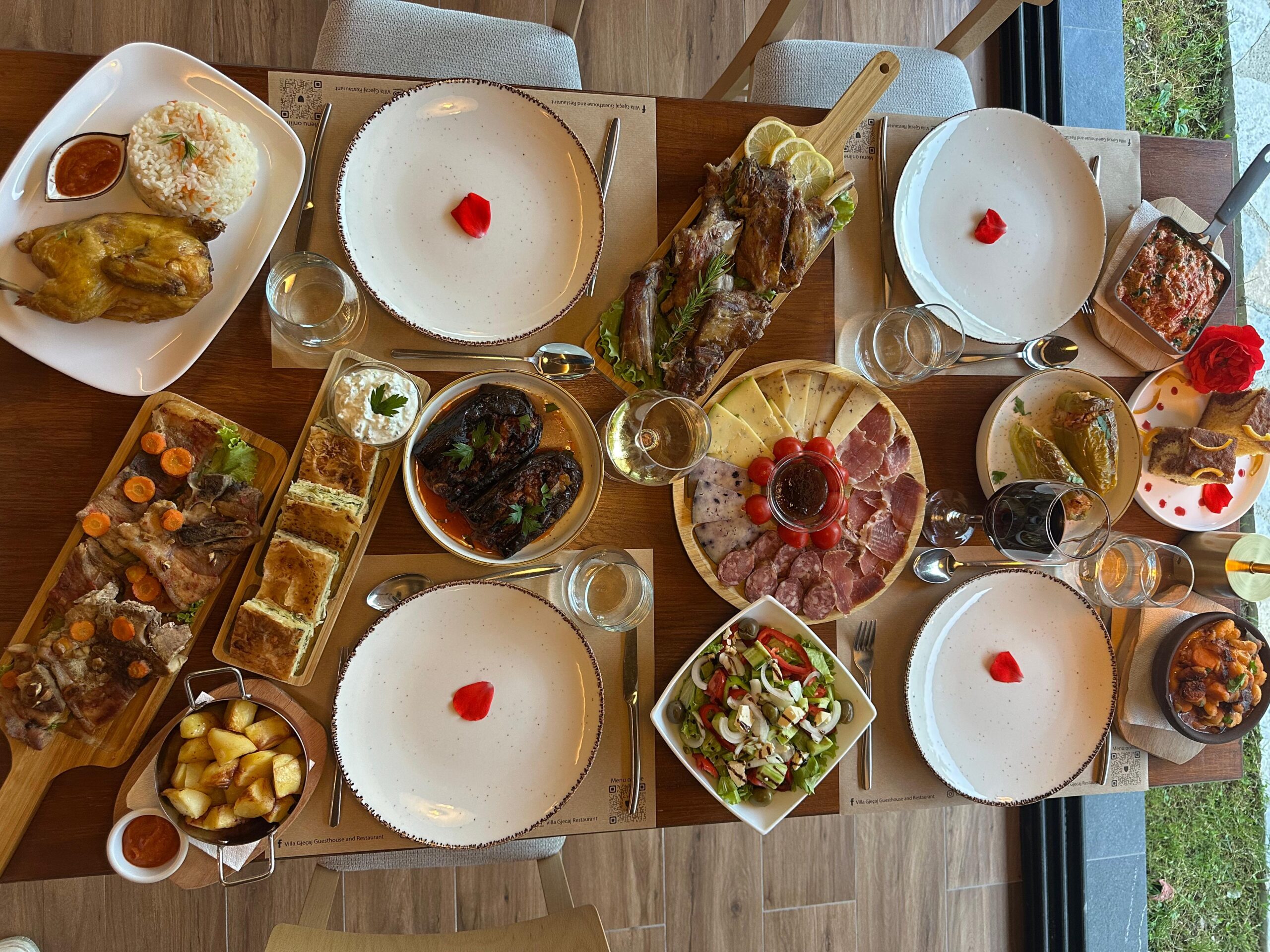 Garden dining at Gjecaj Restaurant in Theth