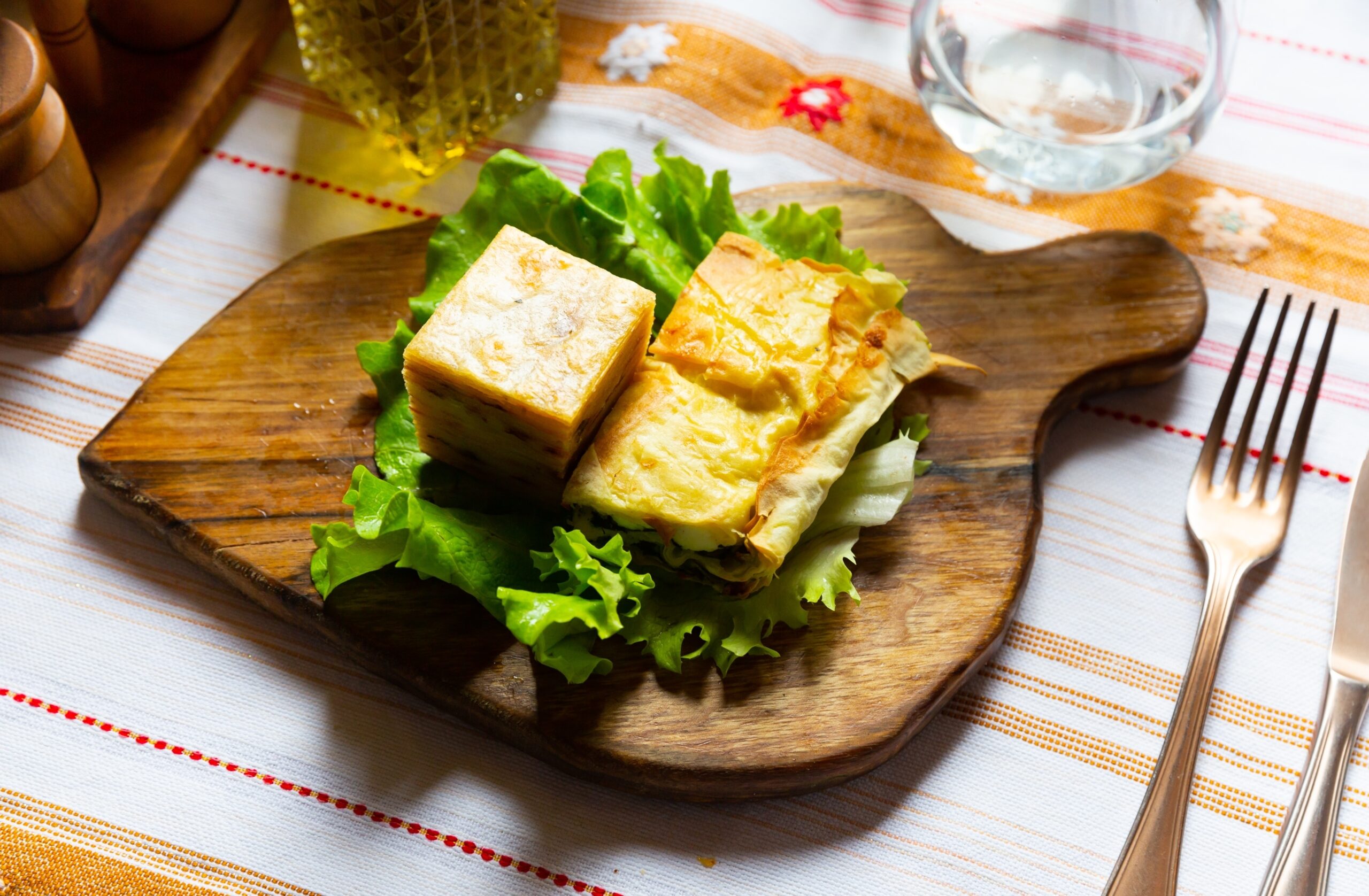 Traditional Albanian Fli served for sharing in Theth